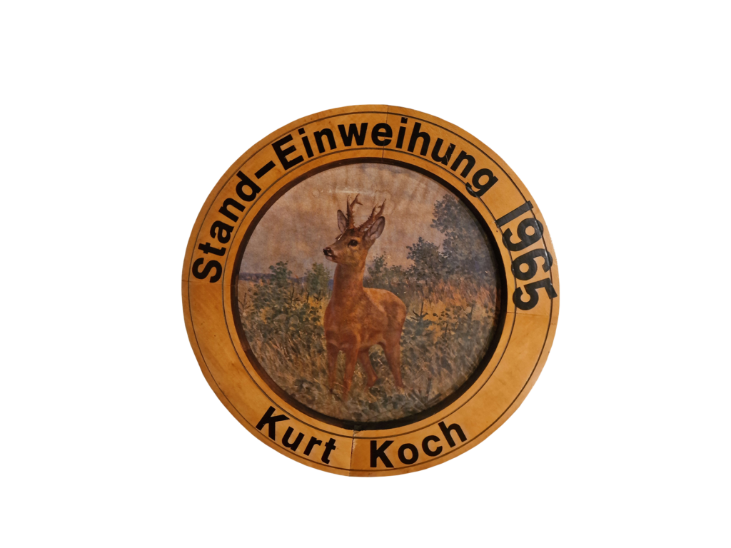 Scheibe der Stand-Einweihung von Kurt Koch vom Jahr 1965.